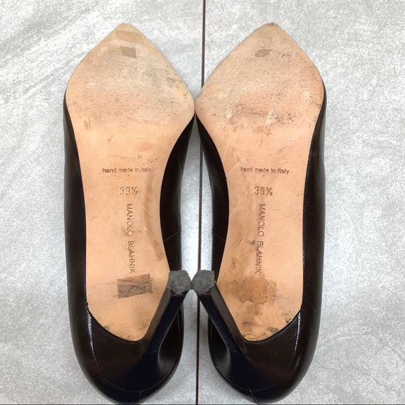 Manolo Blahnik BB 90 mm Dark Brown Leather Pumps 39.5 - Picture 16 of 16